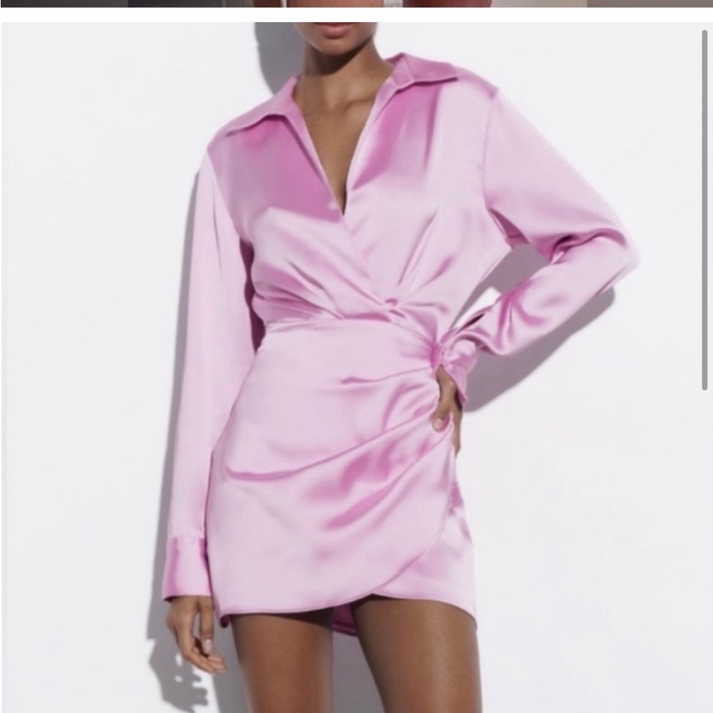 Zara Satin Shirt Dress Sz XS - Picture 1 of 4